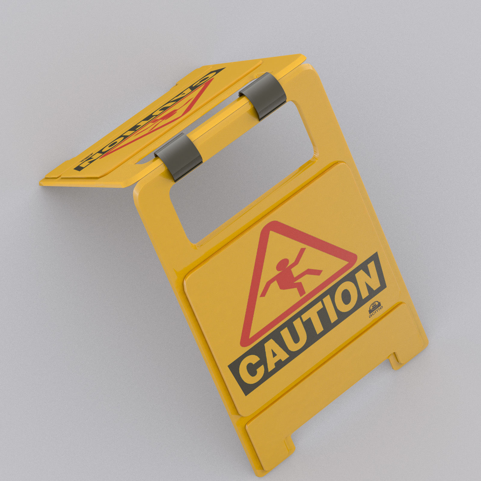 Caution Floor Sign Low-poly 3D model_4