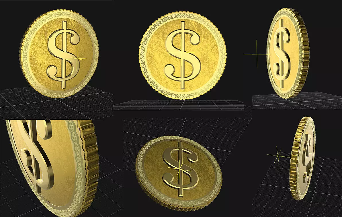 3D Dollar Casino Coin - obj and e3d 3D model_0