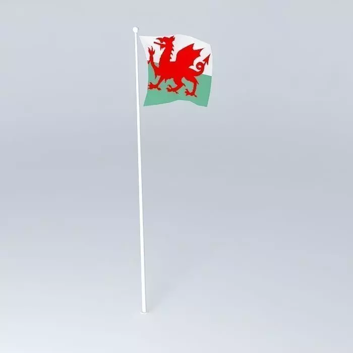 The Red Dragon flag Welsh Free 3D model