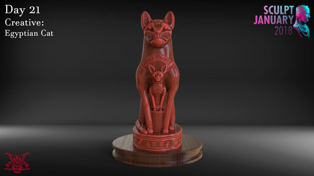 Egyptian Cat Sculpture Timelapse and Model 3D print model_1