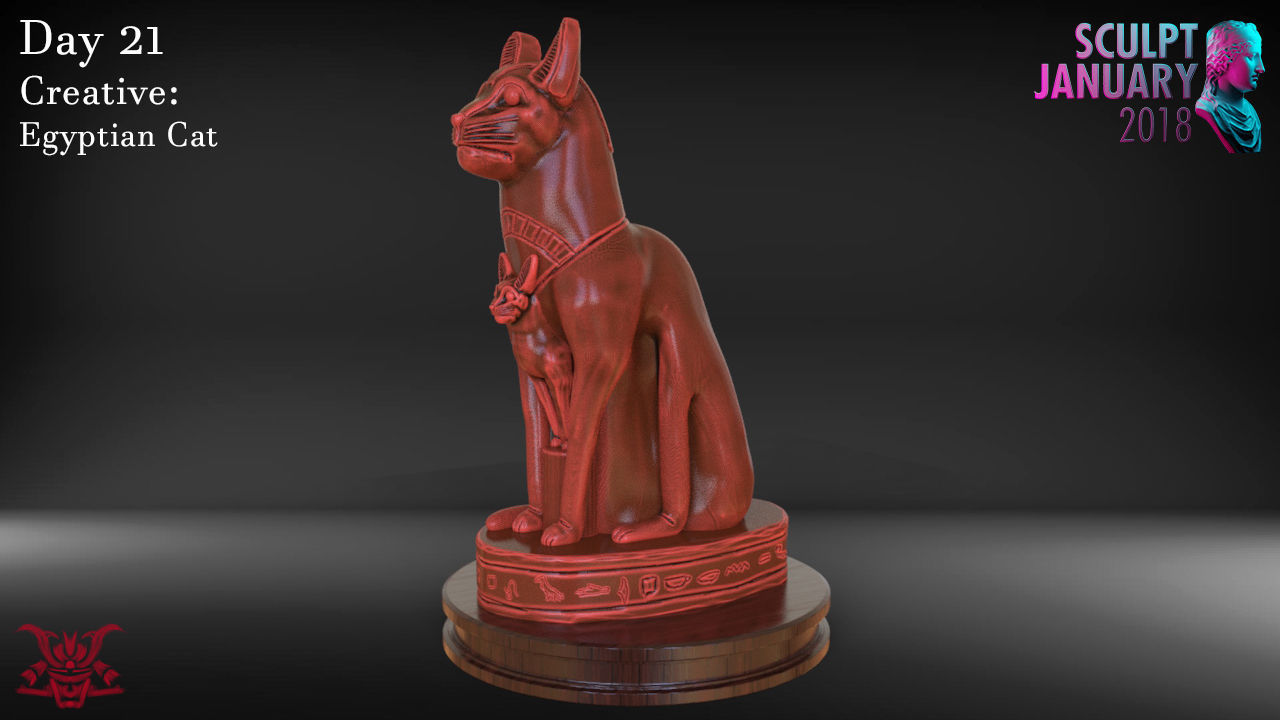 Egyptian Cat Sculpture Timelapse and Model 3D print model_6