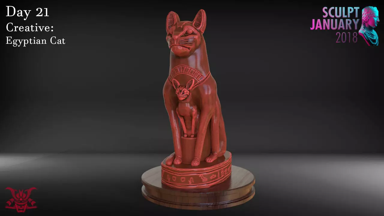 Egyptian Cat Sculpture Timelapse and Model 3D print model_0