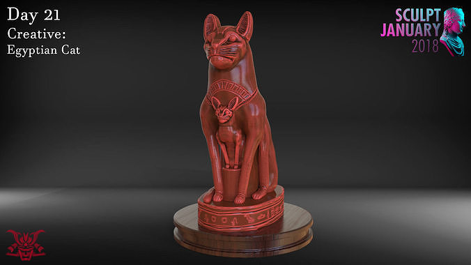 Egyptian Cat Sculpture Timelapse and Model 3D print model