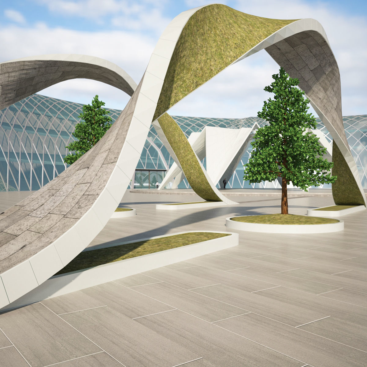 Moon and star building consept 3D model_2