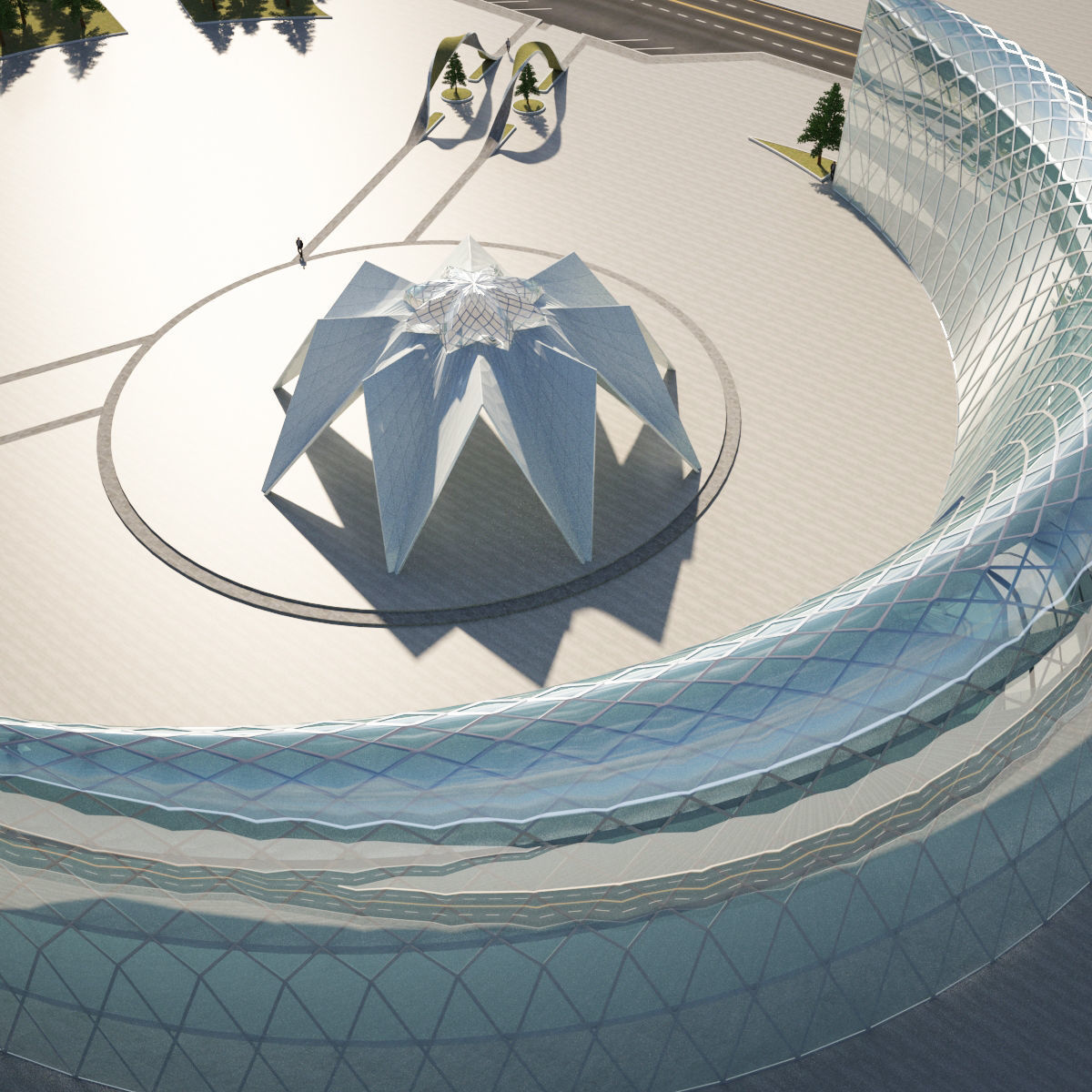 Moon and star building consept 3D model_11