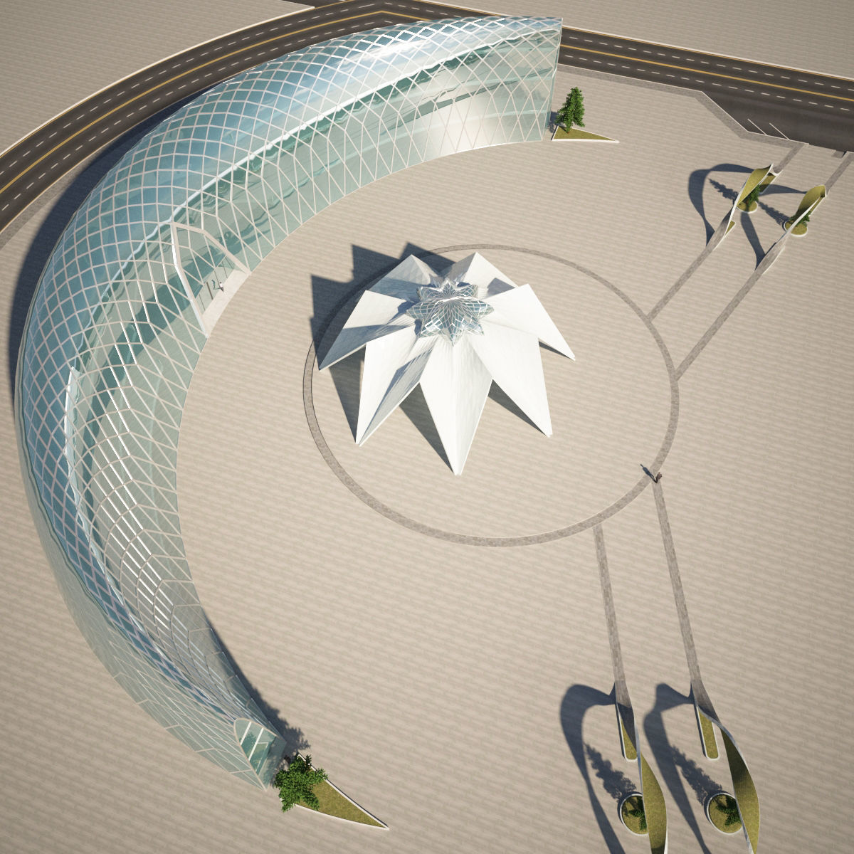 Moon and star building consept 3D model_7