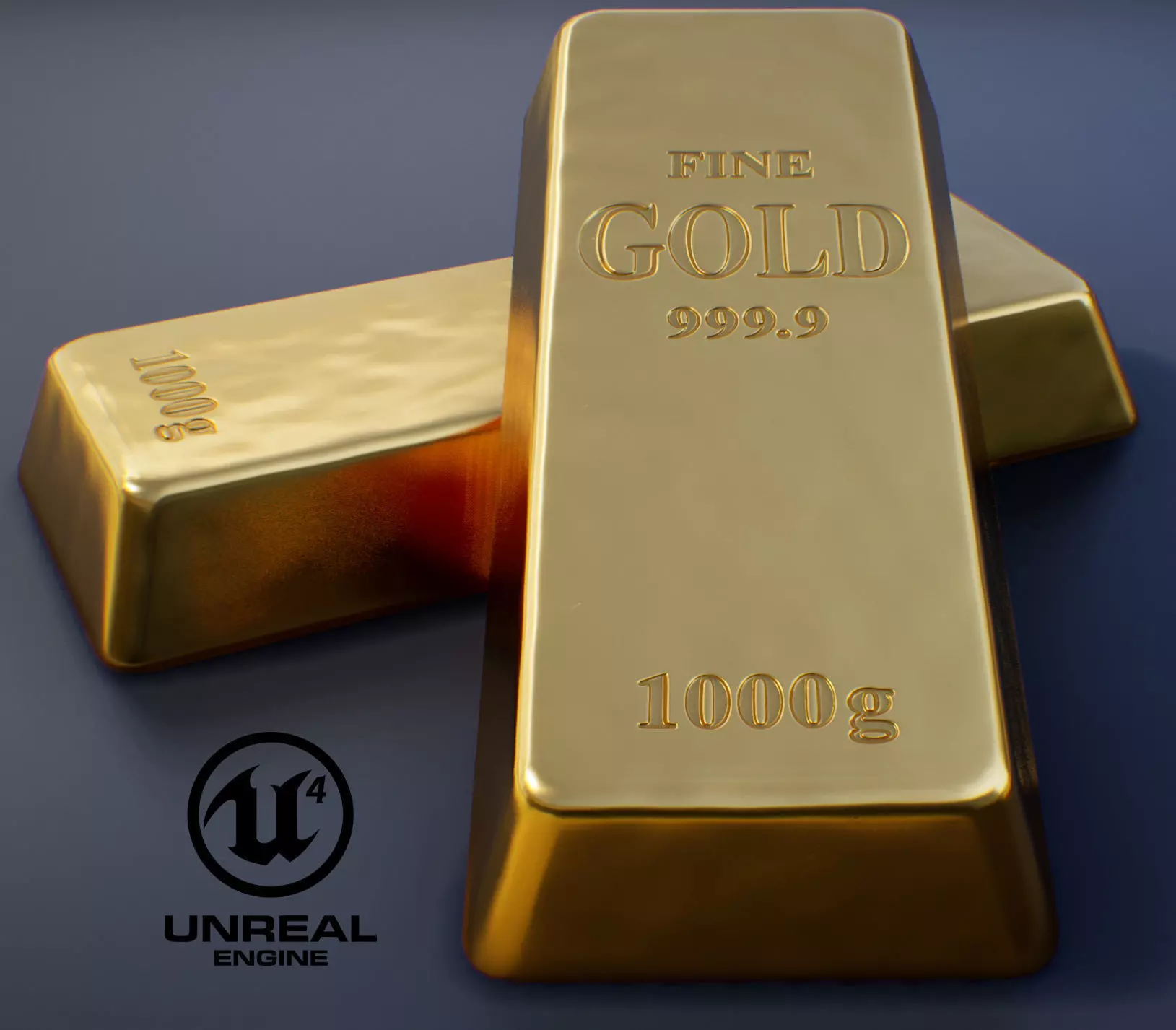 Gold Bullion PBR Game-Ready Low-poly 3D model_0