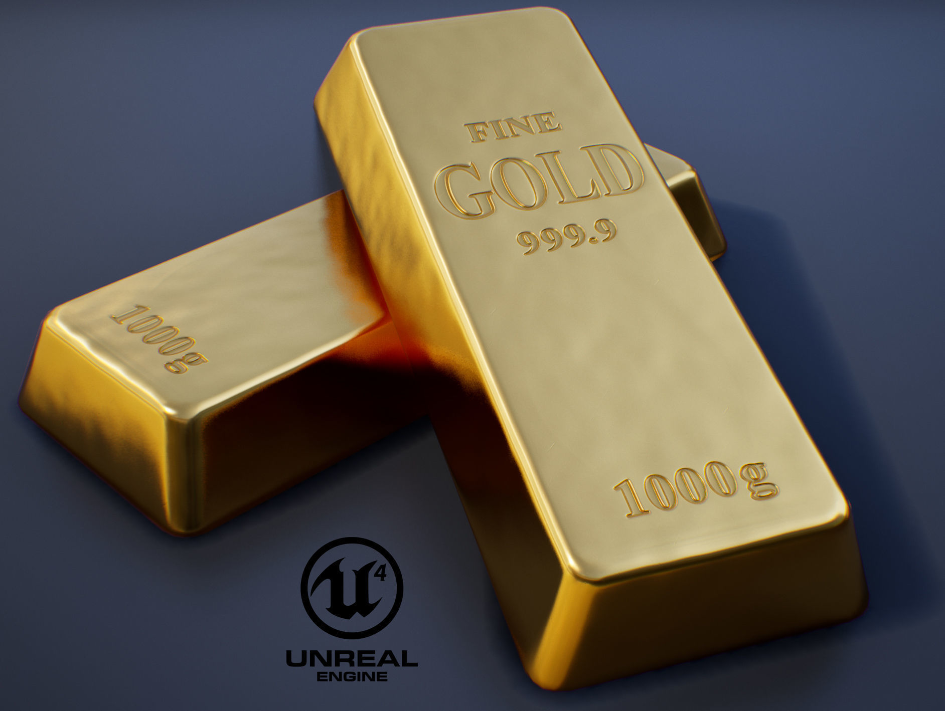 Gold Bullion PBR Game-Ready Low-poly 3D model_1