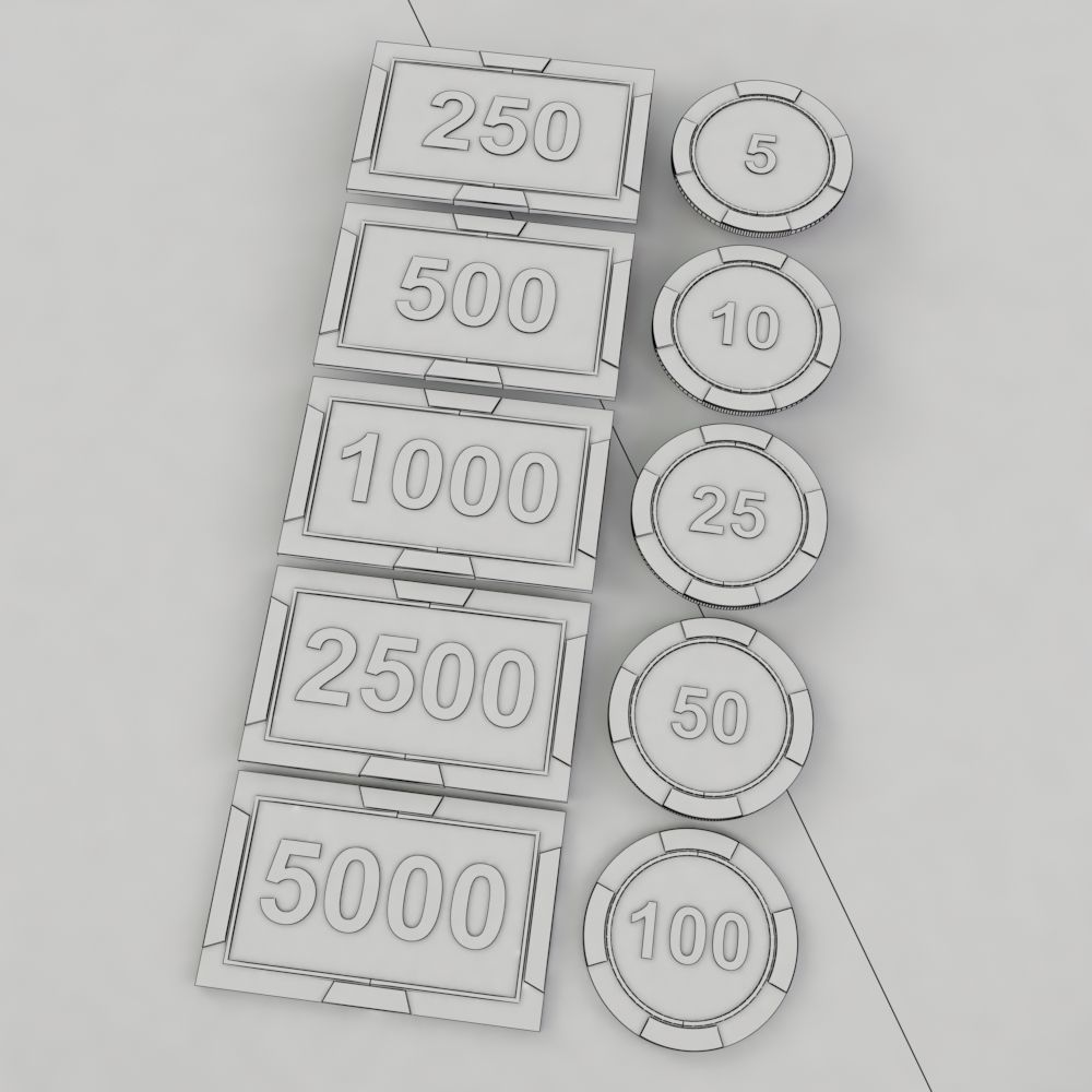 Hexagon Poker Table with 6 Chairs 3D model_14