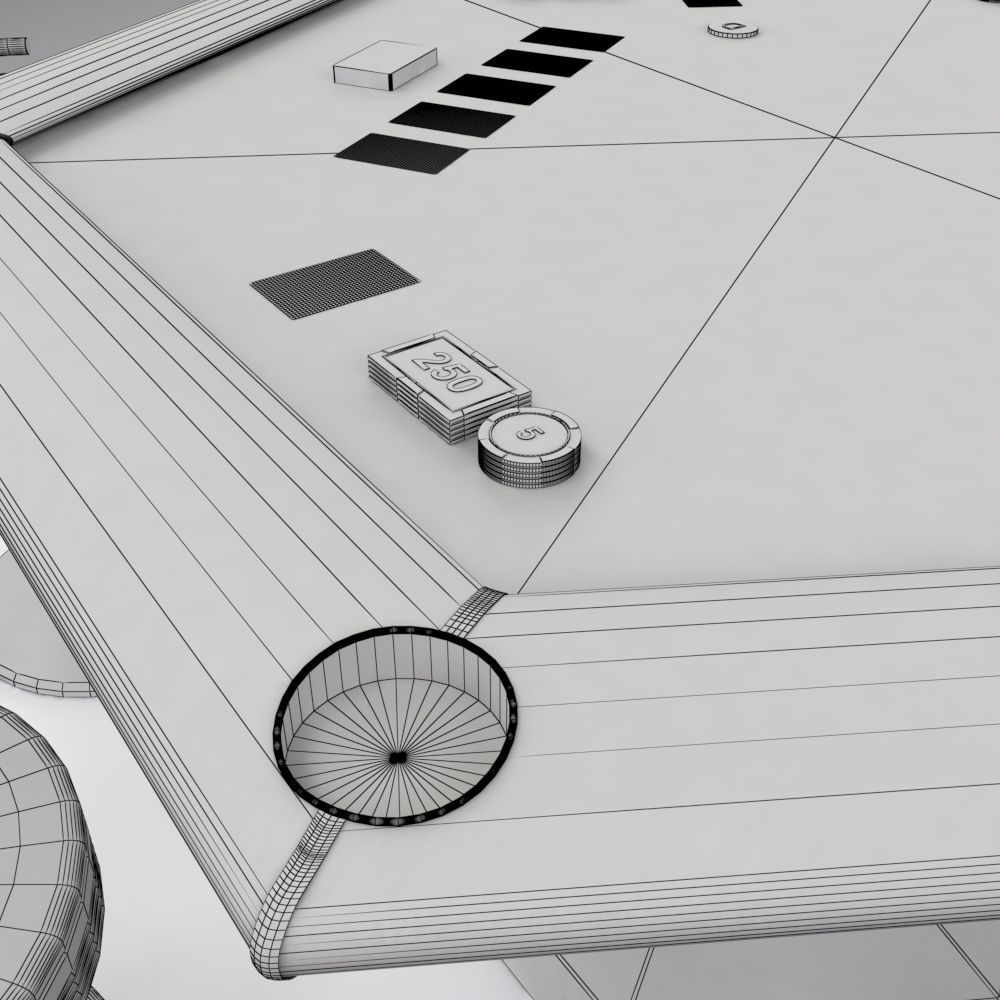 Hexagon Poker Table with 6 Chairs 3D model_8
