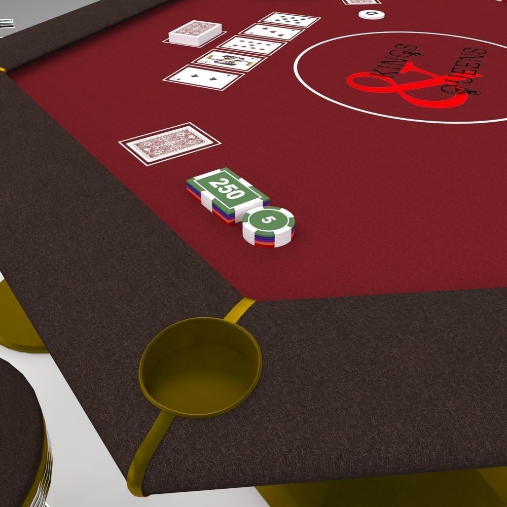 Hexagon Poker Table with 6 Chairs 3D model_7