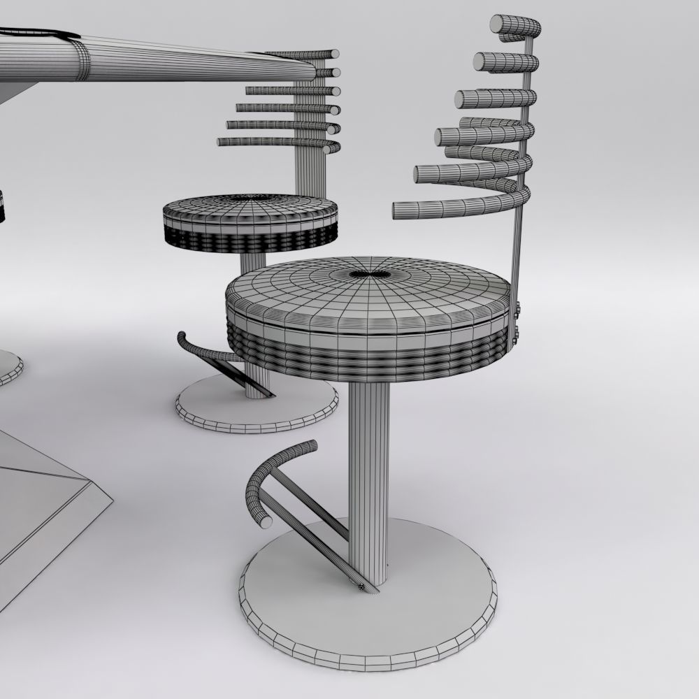 Hexagon Poker Table with 6 Chairs 3D model_10