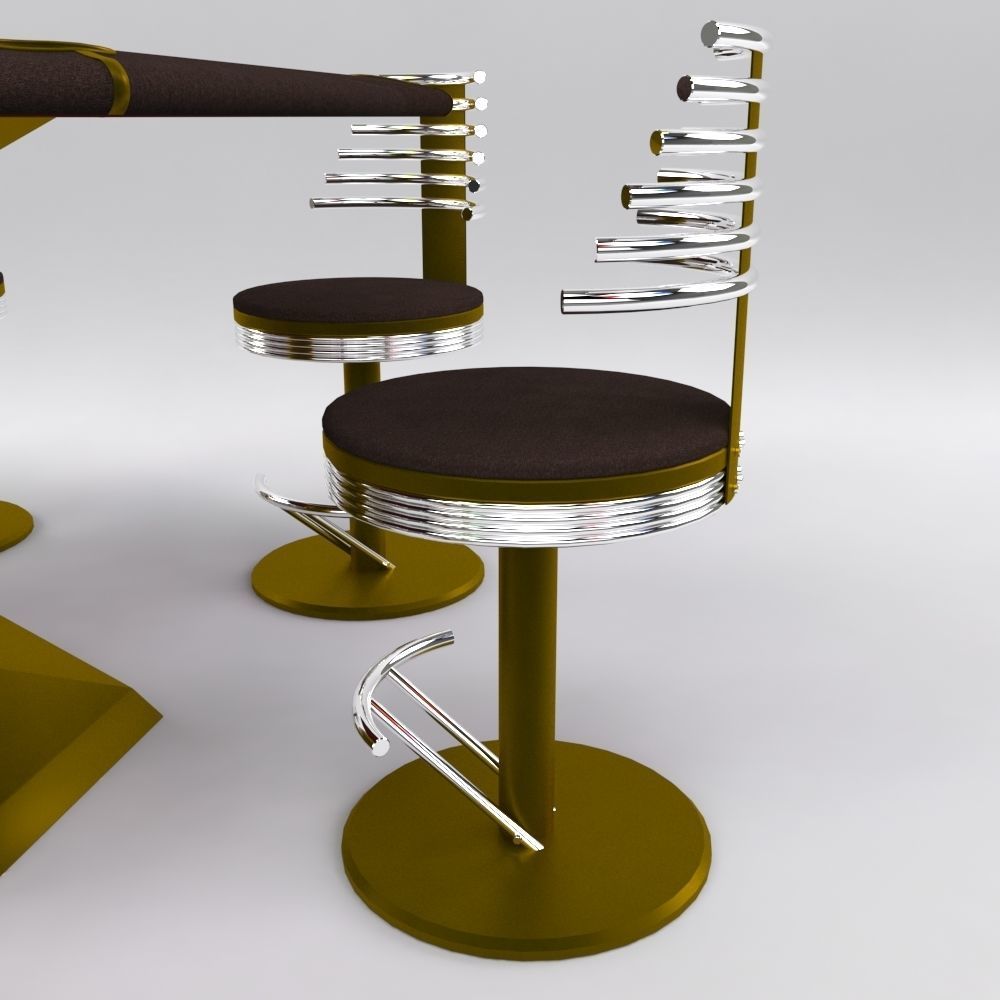 Hexagon Poker Table with 6 Chairs 3D model_9