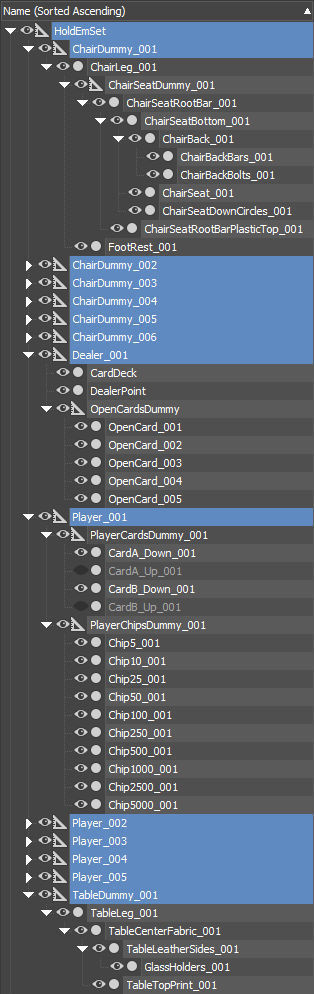 Hexagon Poker Table with 6 Chairs 3D model_2
