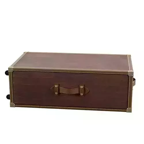 valise 3d model wooden suitcase with brass handles