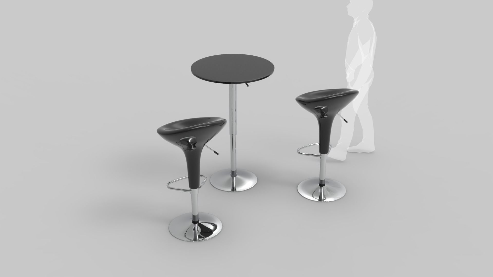 Modern Bar Stool and Table 3D model_4