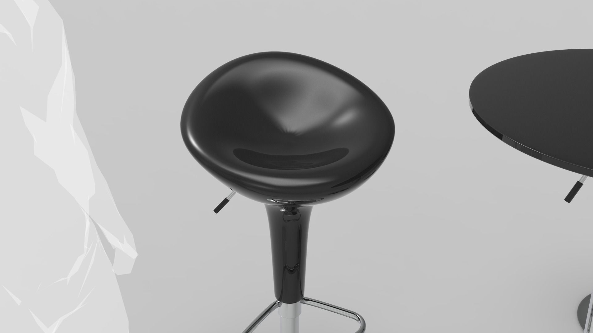Modern Bar Stool and Table 3D model_11