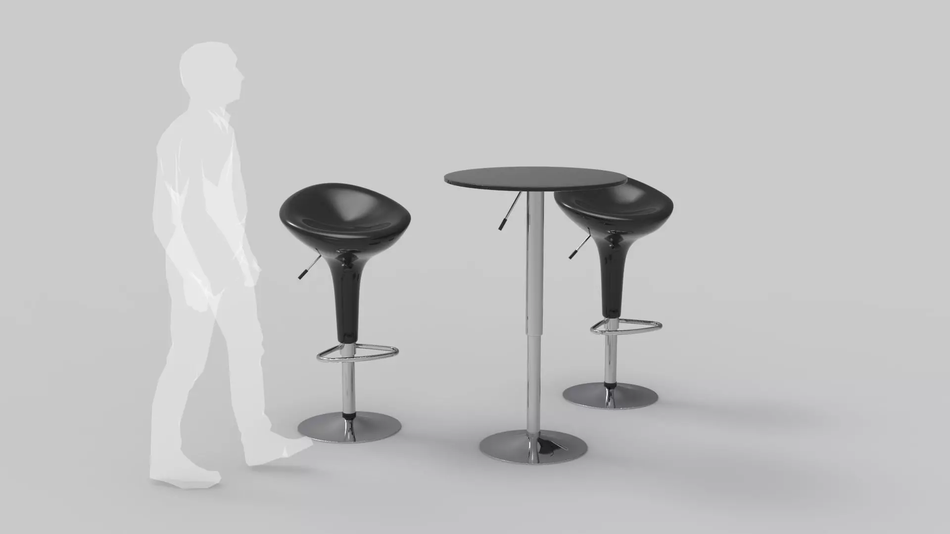 Modern Bar Stool and Table 3D model_0