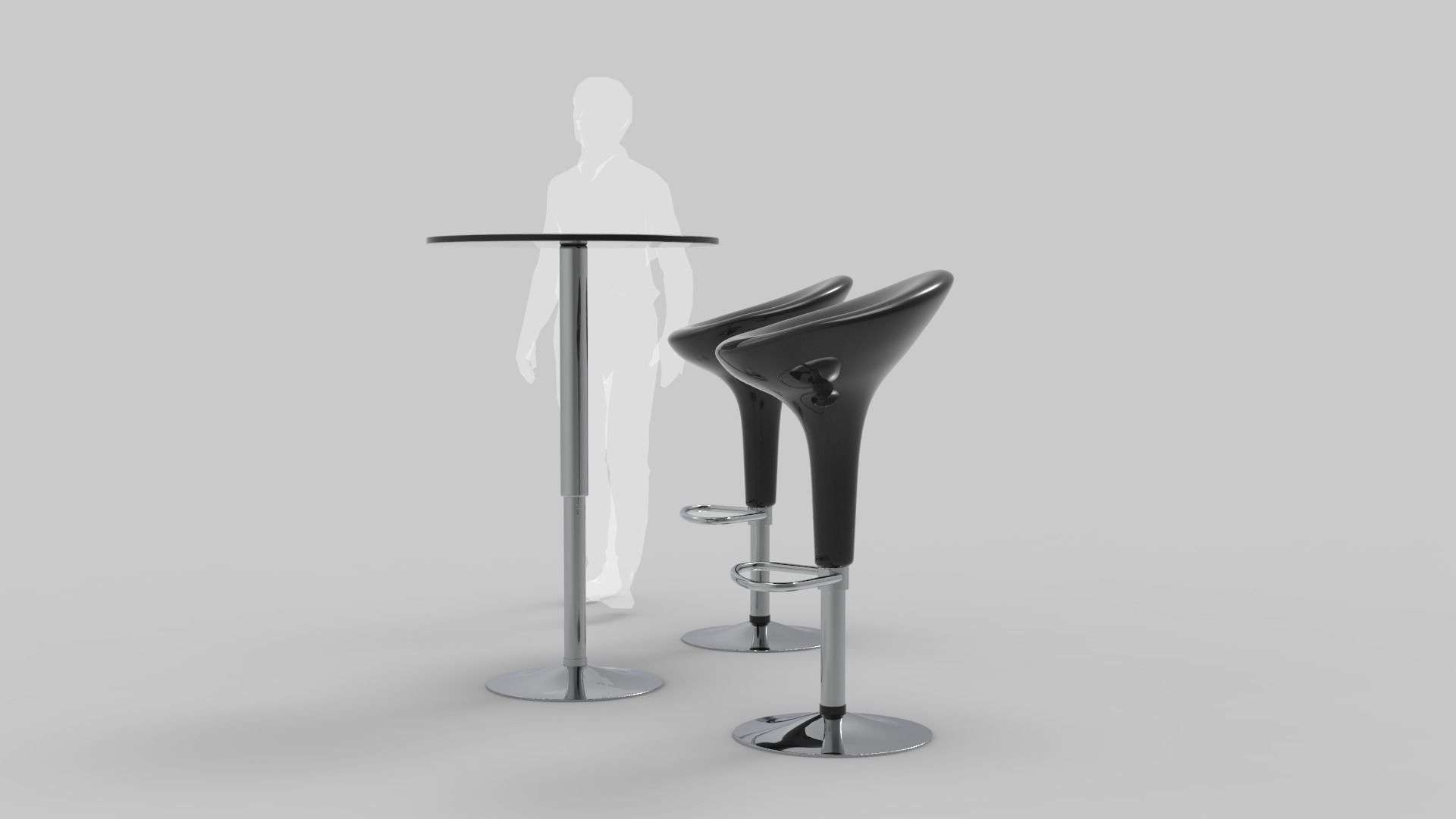 Modern Bar Stool and Table 3D model_3