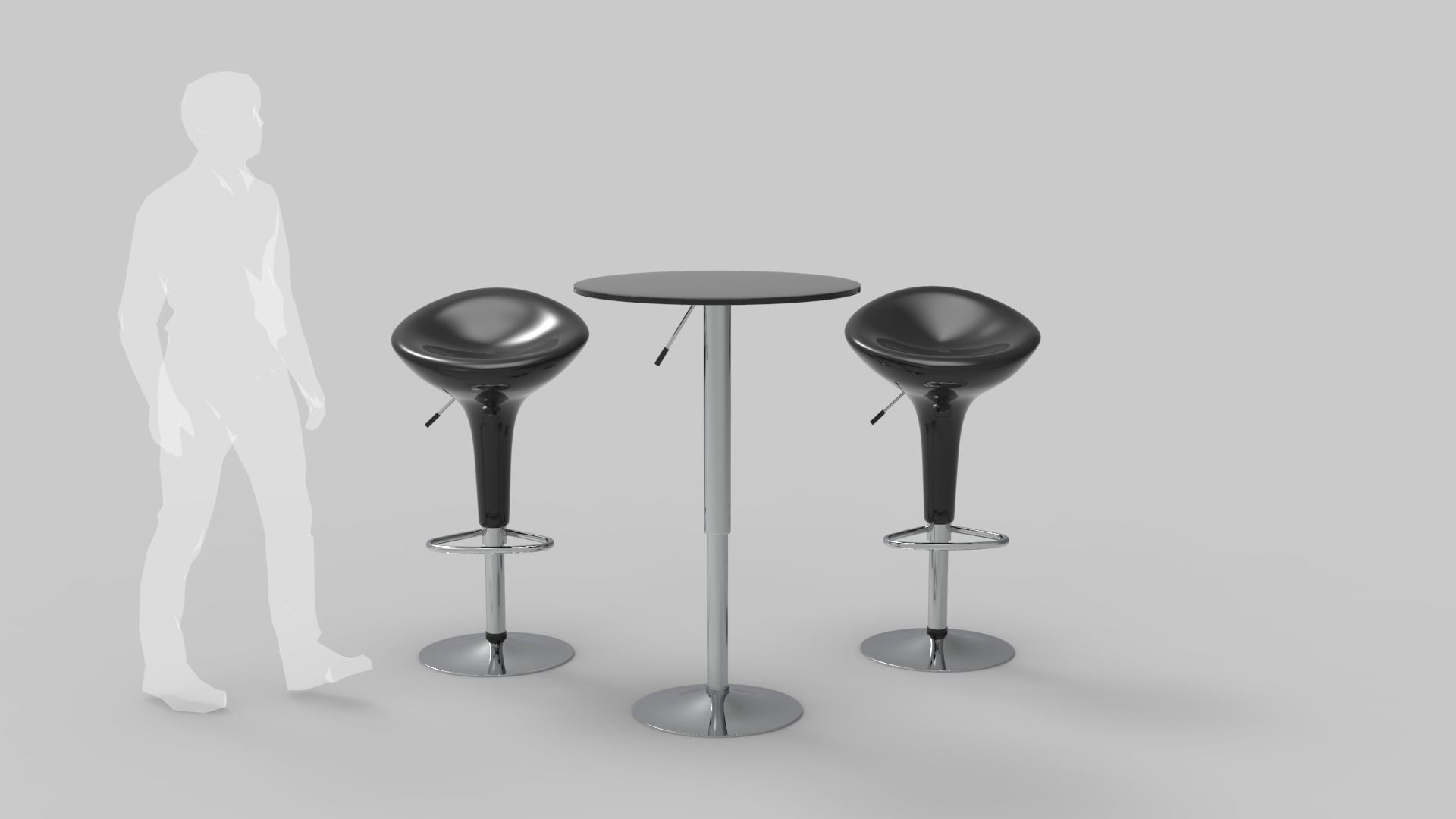 Modern Bar Stool and Table 3D model_1