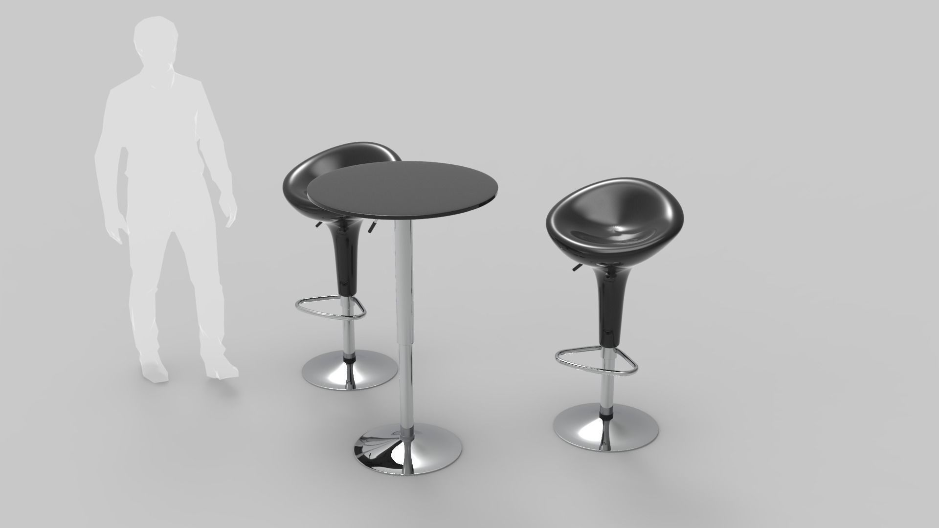 Modern Bar Stool and Table 3D model_2