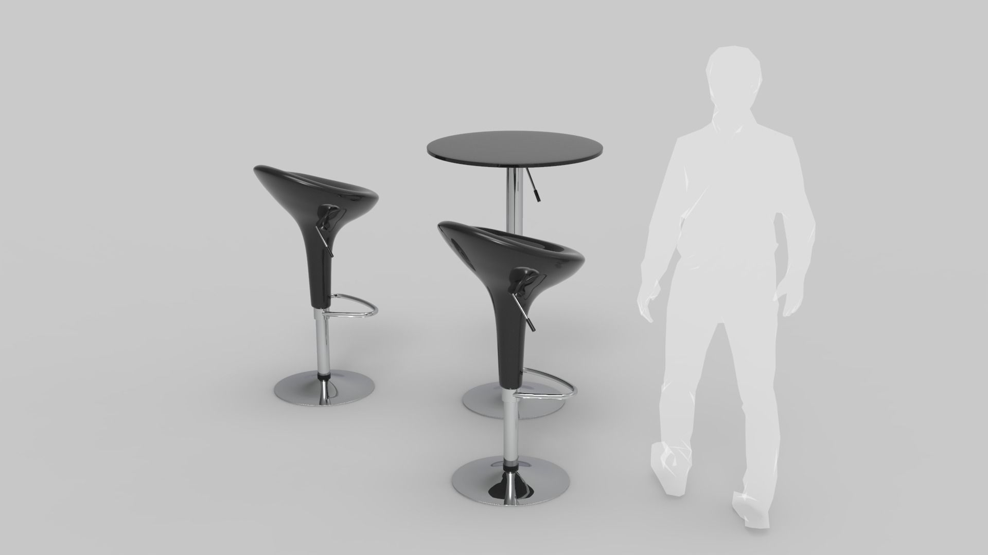 Modern Bar Stool and Table 3D model_5