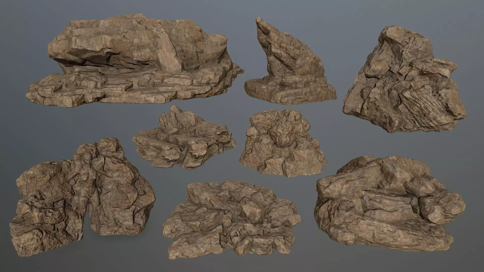 desert rocks Low-poly 3D model_0