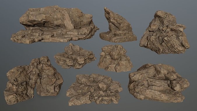 desert rocks Low-poly 3D model