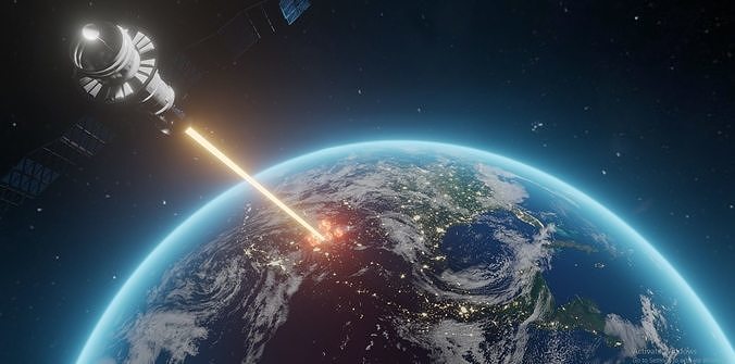 satellite blowing up planet earth 3D model