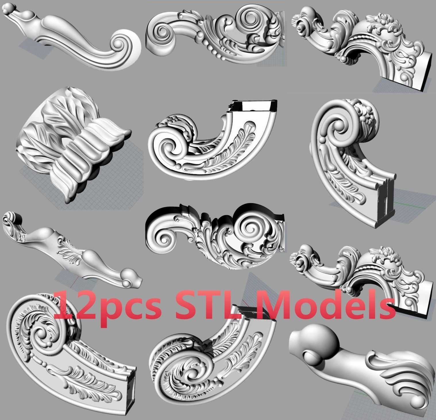 European Style Wood Sofa Leg Carved Stl Model S049 European Style Wood Sofa Leg Carved Stl Model S049