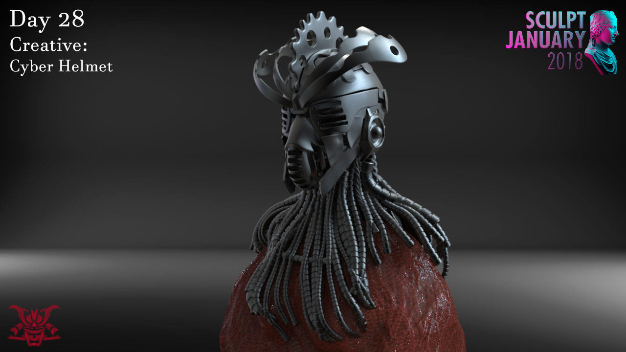 Cyber Punk Helmet Timelapse and Model 3D print model_1