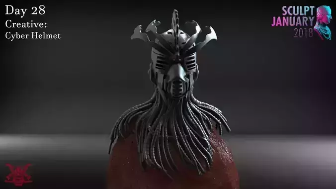 Cyber Punk Helmet Timelapse and Model 3D print model