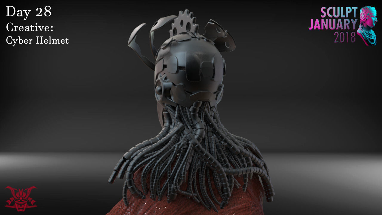 Cyber Punk Helmet Timelapse and Model 3D print model_2