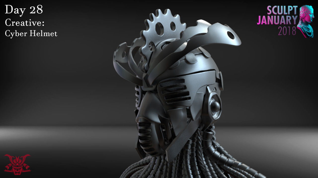 Cyber Punk Helmet Timelapse and Model 3D print model_4
