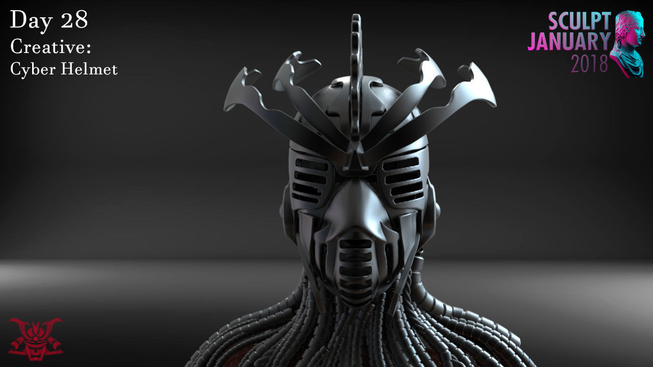 Cyber Punk Helmet Timelapse and Model 3D print model_3