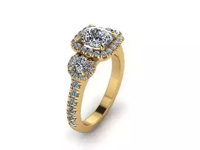 Three stones halo ring