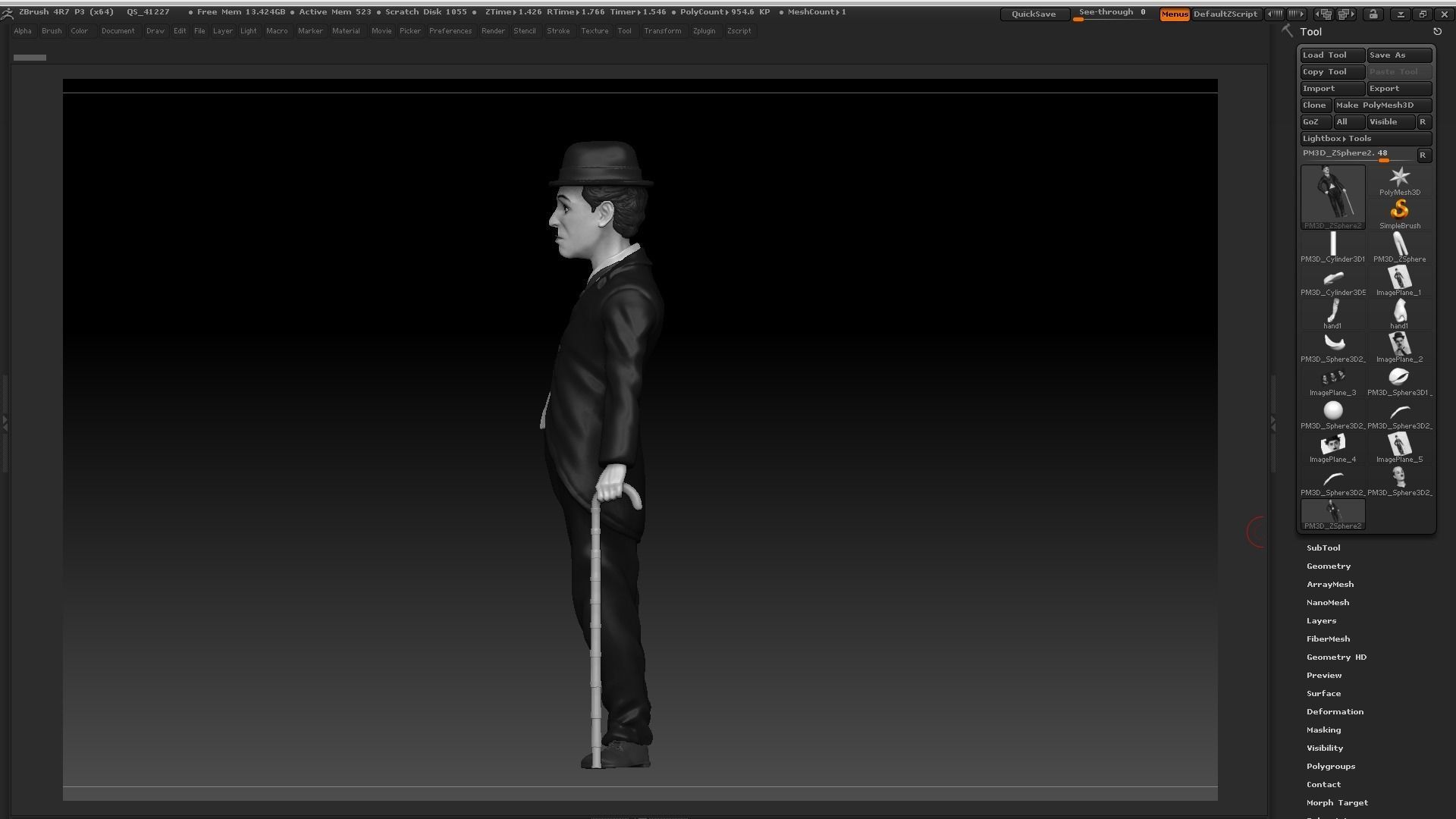 Charlie Chaplin - 3D figurine model 3D print model_4