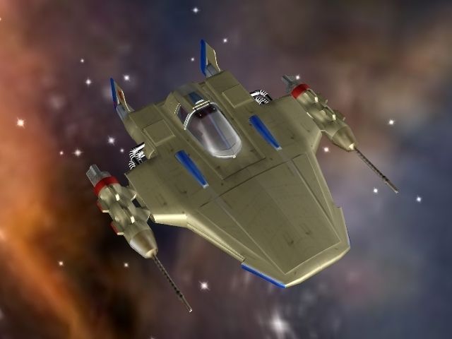 shuttle spaceship flying in sky Low-poly 3D model_3
