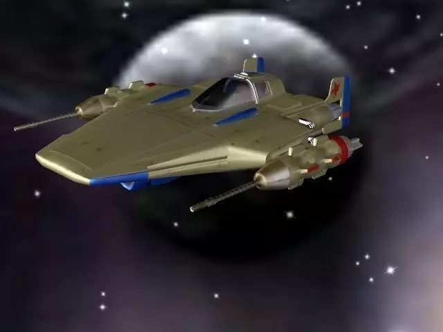 shuttle spaceship flying in sky Low-poly 3D model_0