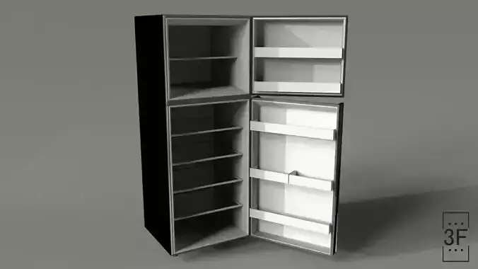 3D Fridge PBR Low poly refrigerator