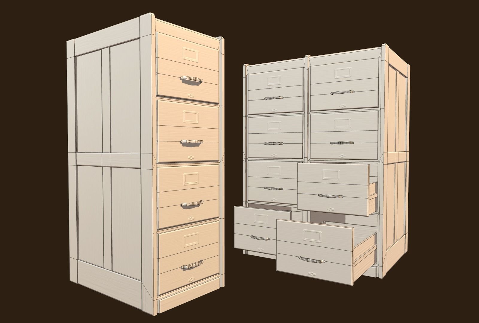 Filing Cabinets - PBR Game Ready Low-poly 3D model_6