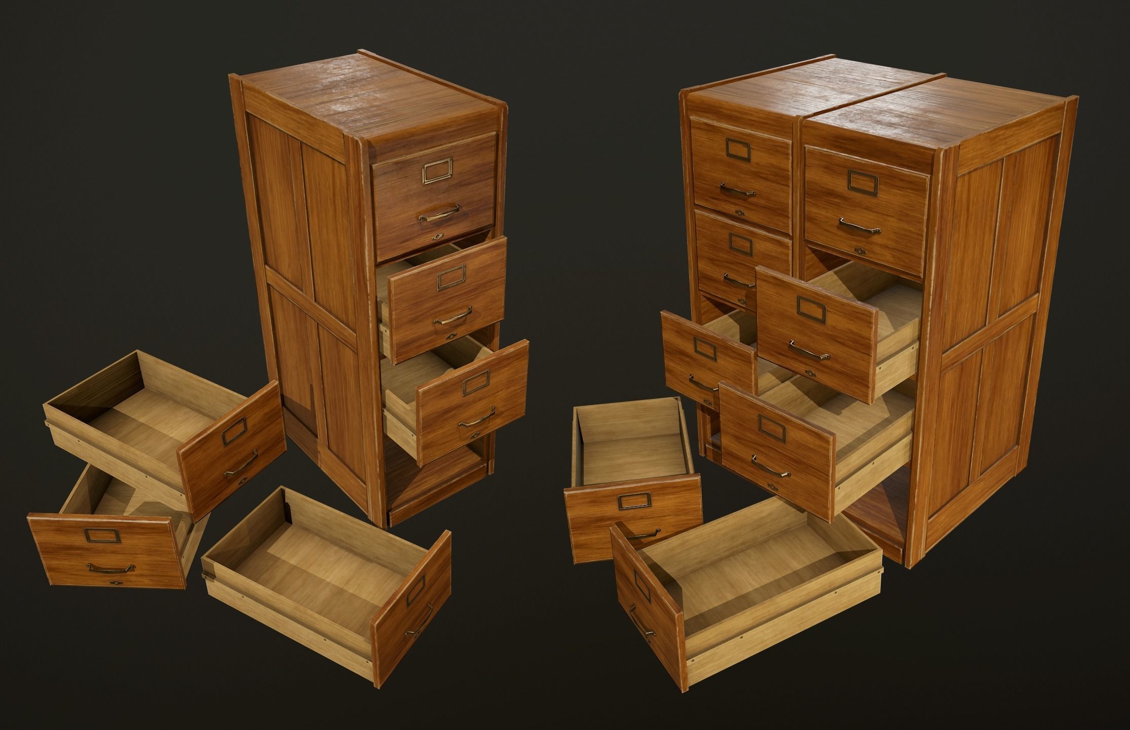 Filing Cabinets - PBR Game Ready Low-poly 3D model_1