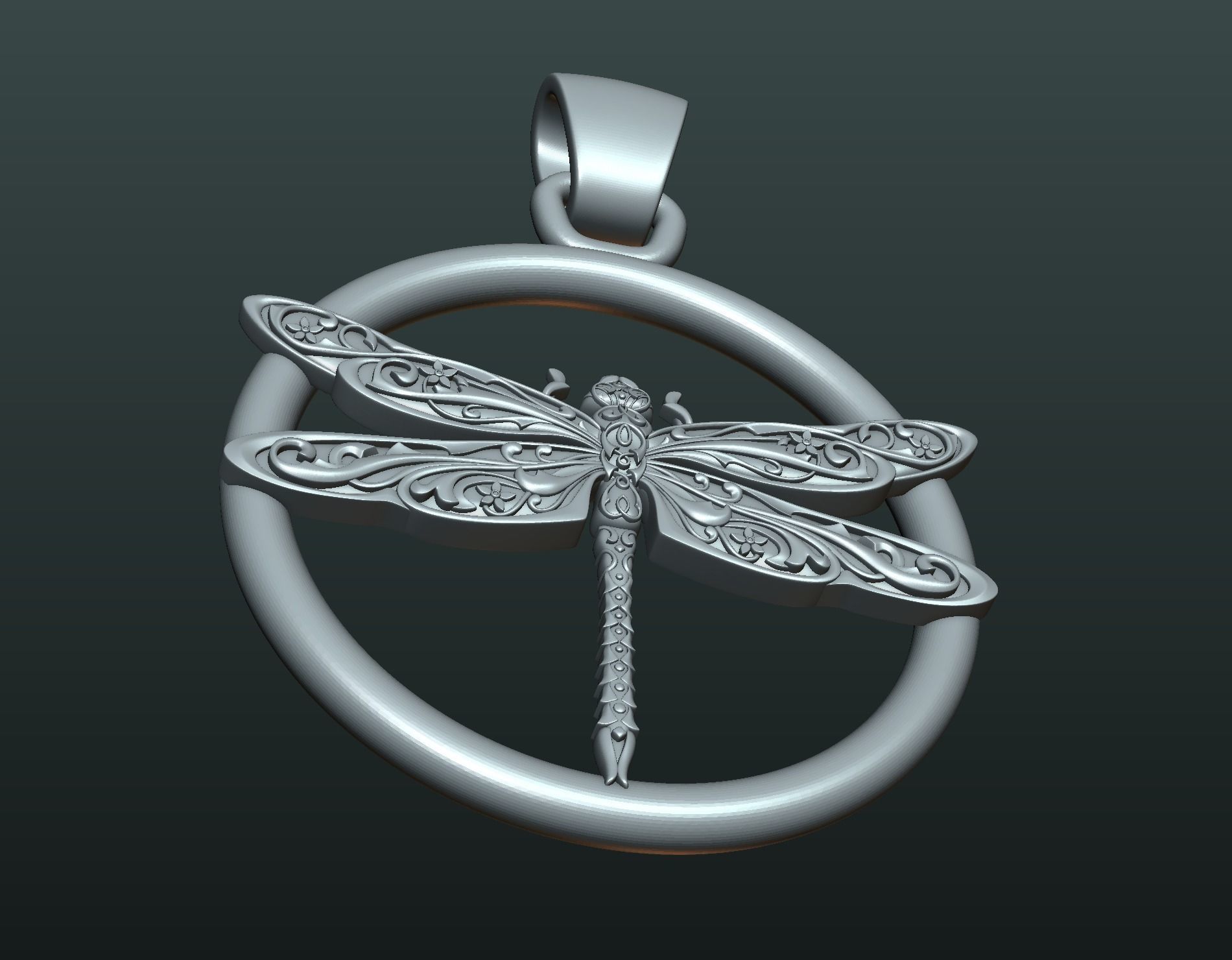 Dragonfly Pendant 3D print model_11