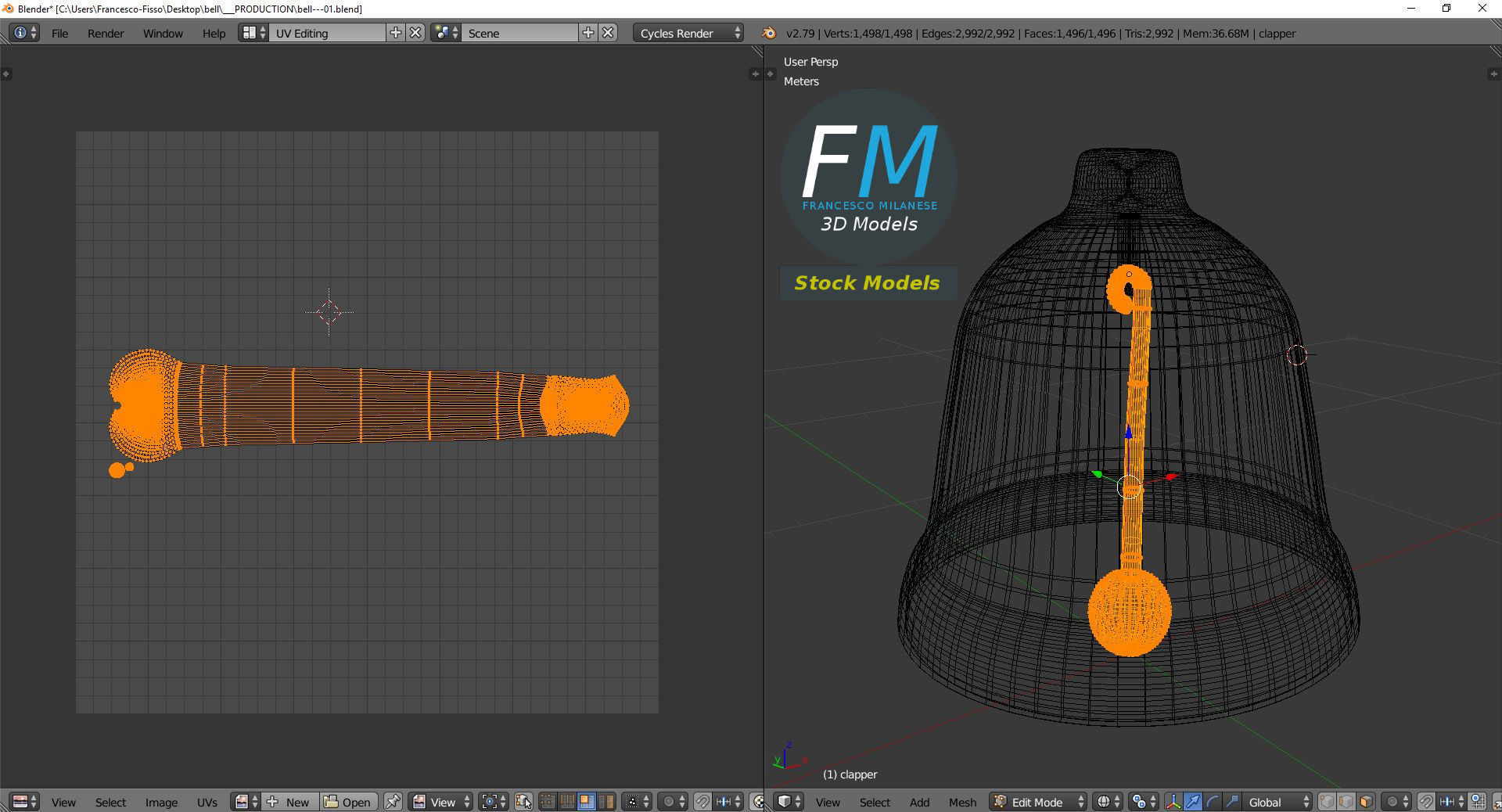 Bell with clapper 3D model_10