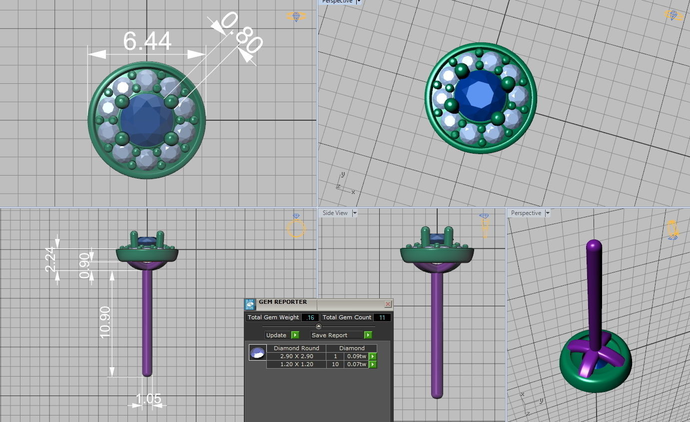 Stud Diamond earrings 3d model  3D print model_3