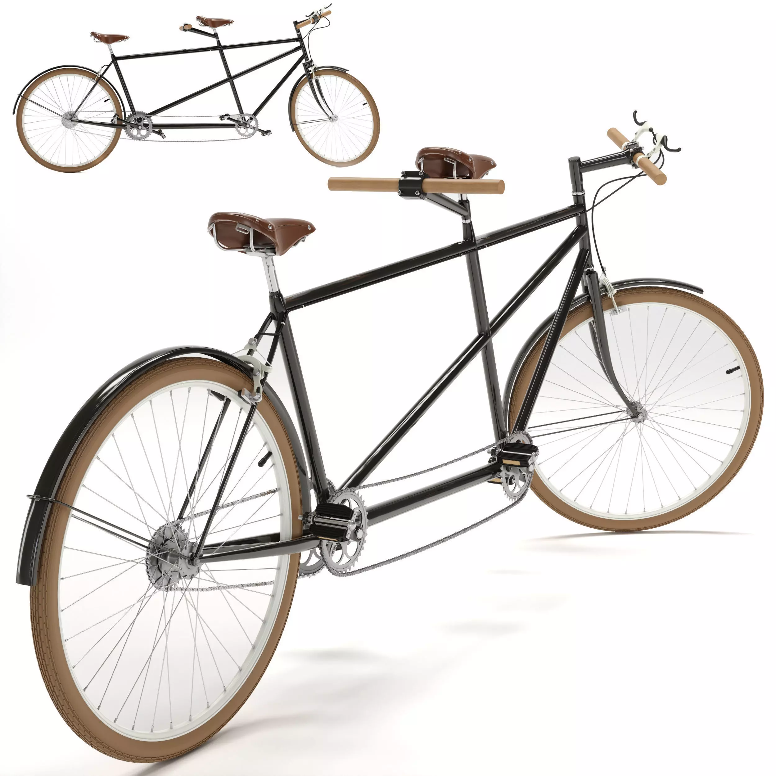 Tandem Bicycle 3D model_0