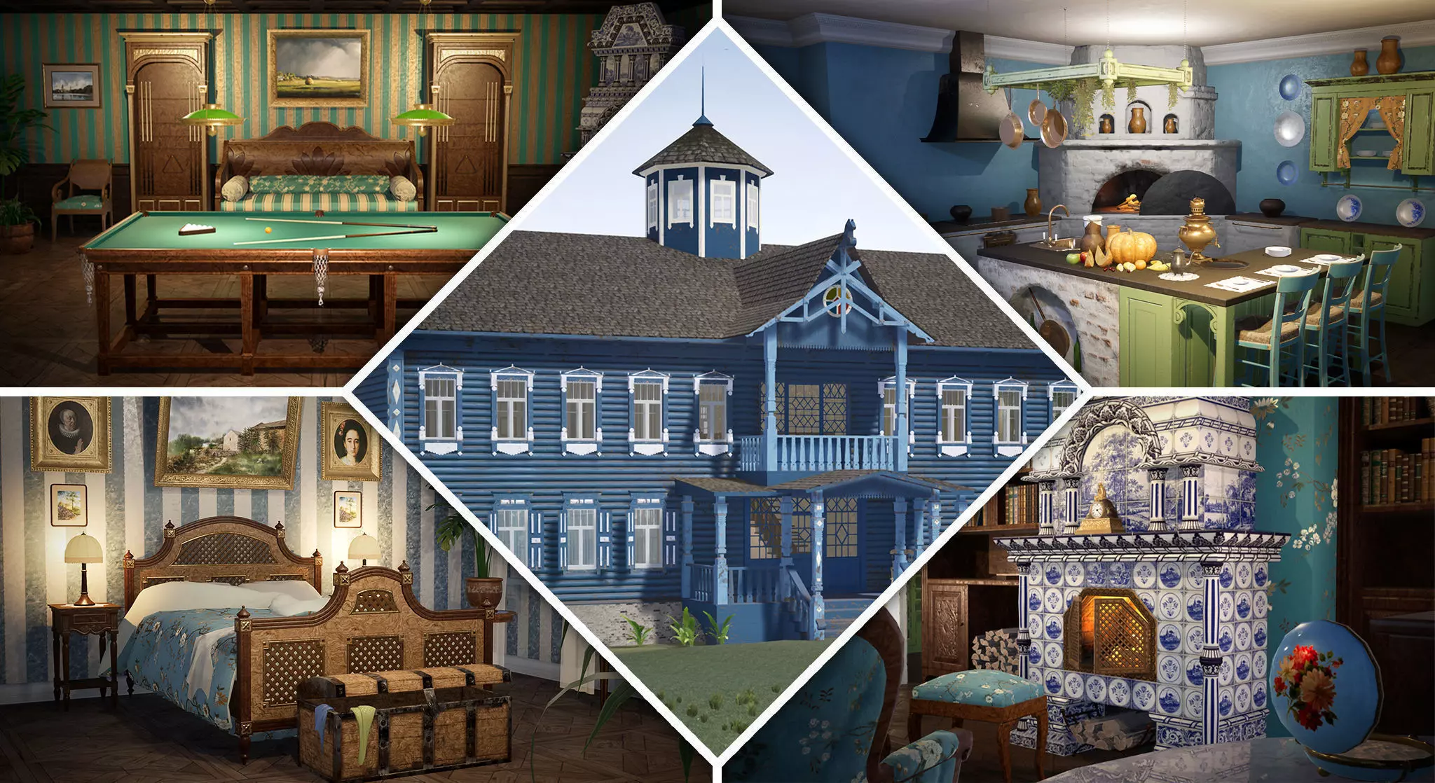 Russian Estate House Unreal Engine 4 Low-poly 3D model_0