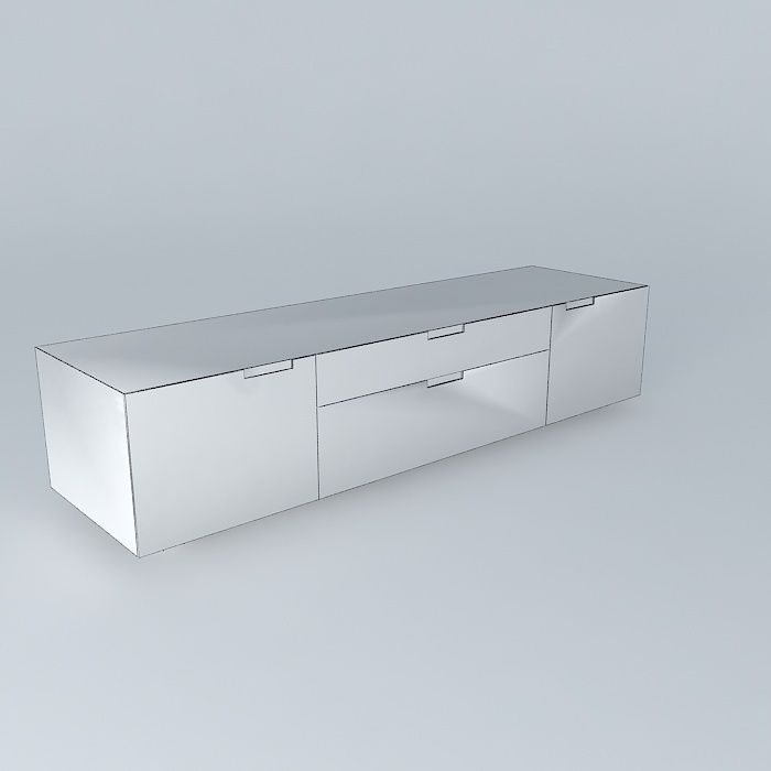 Media Cabinet Revised Free 3D model_4