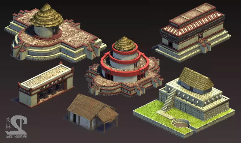 Aztec and pre-Columbian buildings and monuments 3D model_0