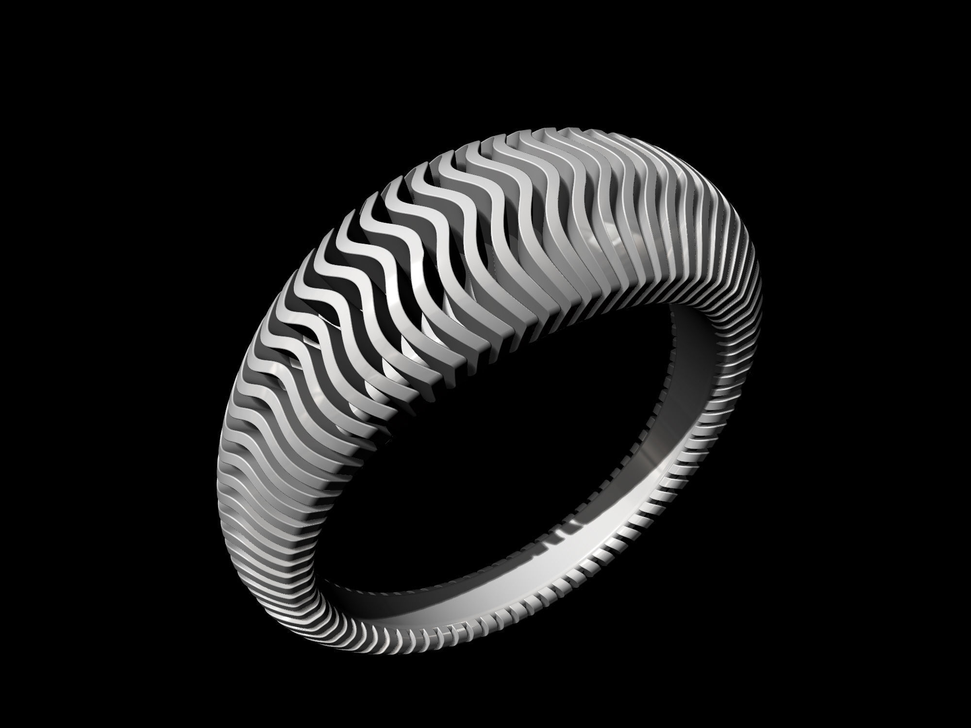 Waves Ring 3D print model_3